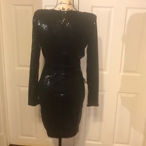 18190 Black Sequins Mini Dress